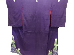 アンティーク　縮緬松模様時代衣装三ツ紋着物